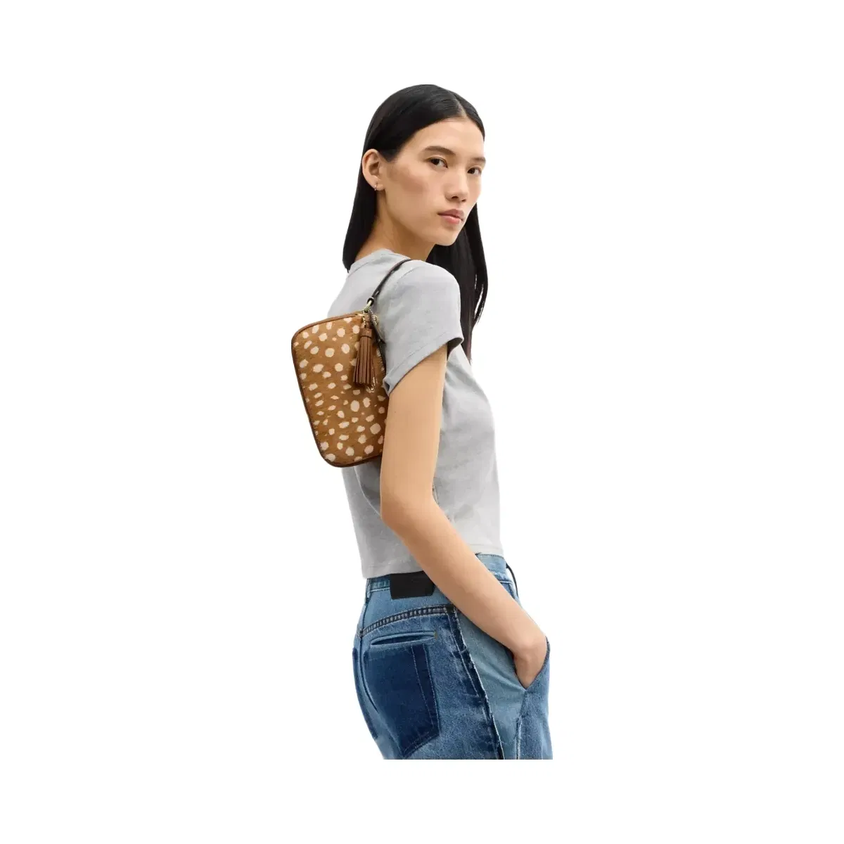 Coach Nolita 19 With Deer Print In Gold Brown Multi