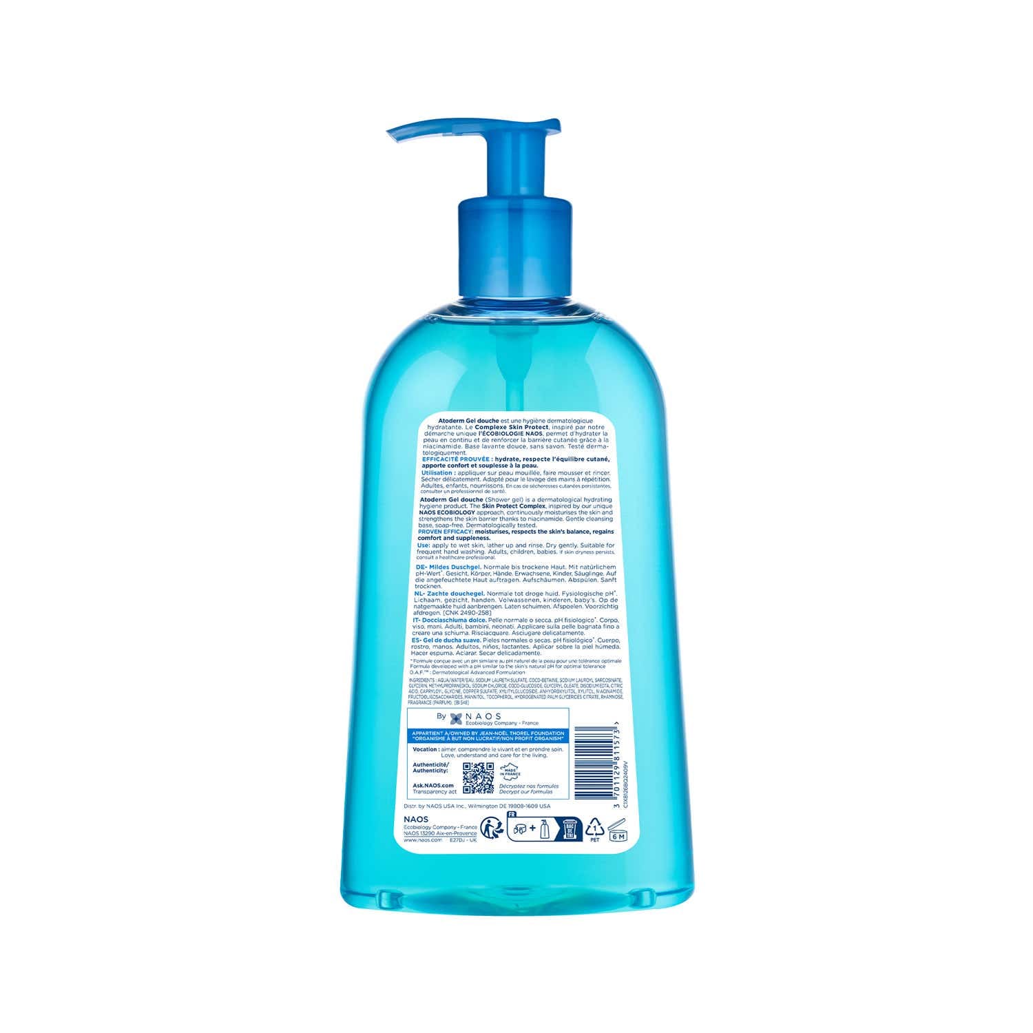 Bioderma Atoderm Gel Douche Ultra Gentle Soap Free Shower Gel with Niacinamide for 24H Hydration (500ml) - Bioderma