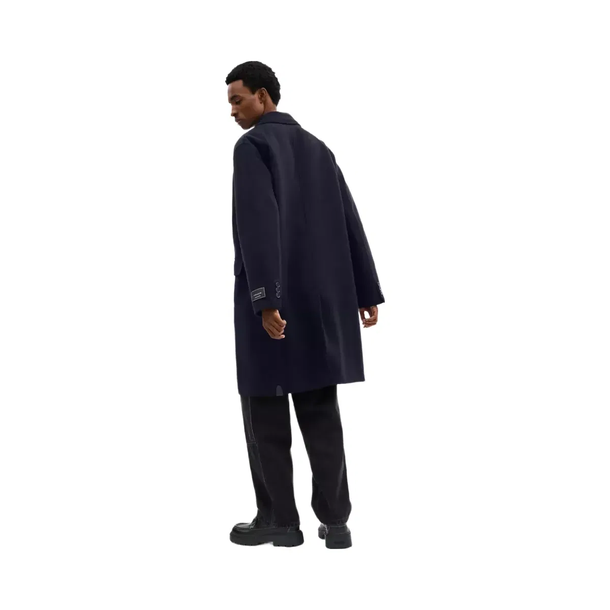 Coach Double Faced Wool Coat in Navy Blue