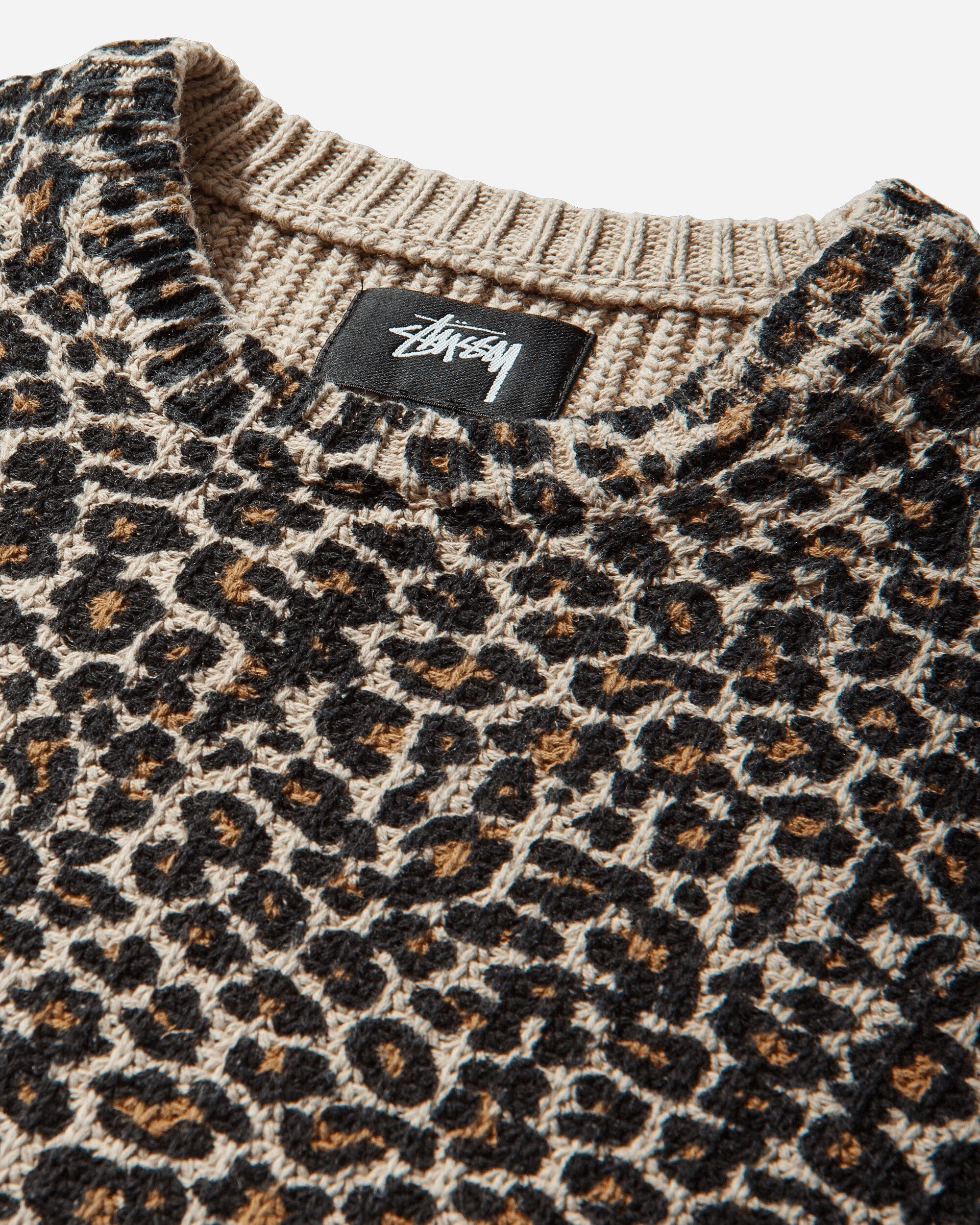Stussy Leopard Sweater Beige
