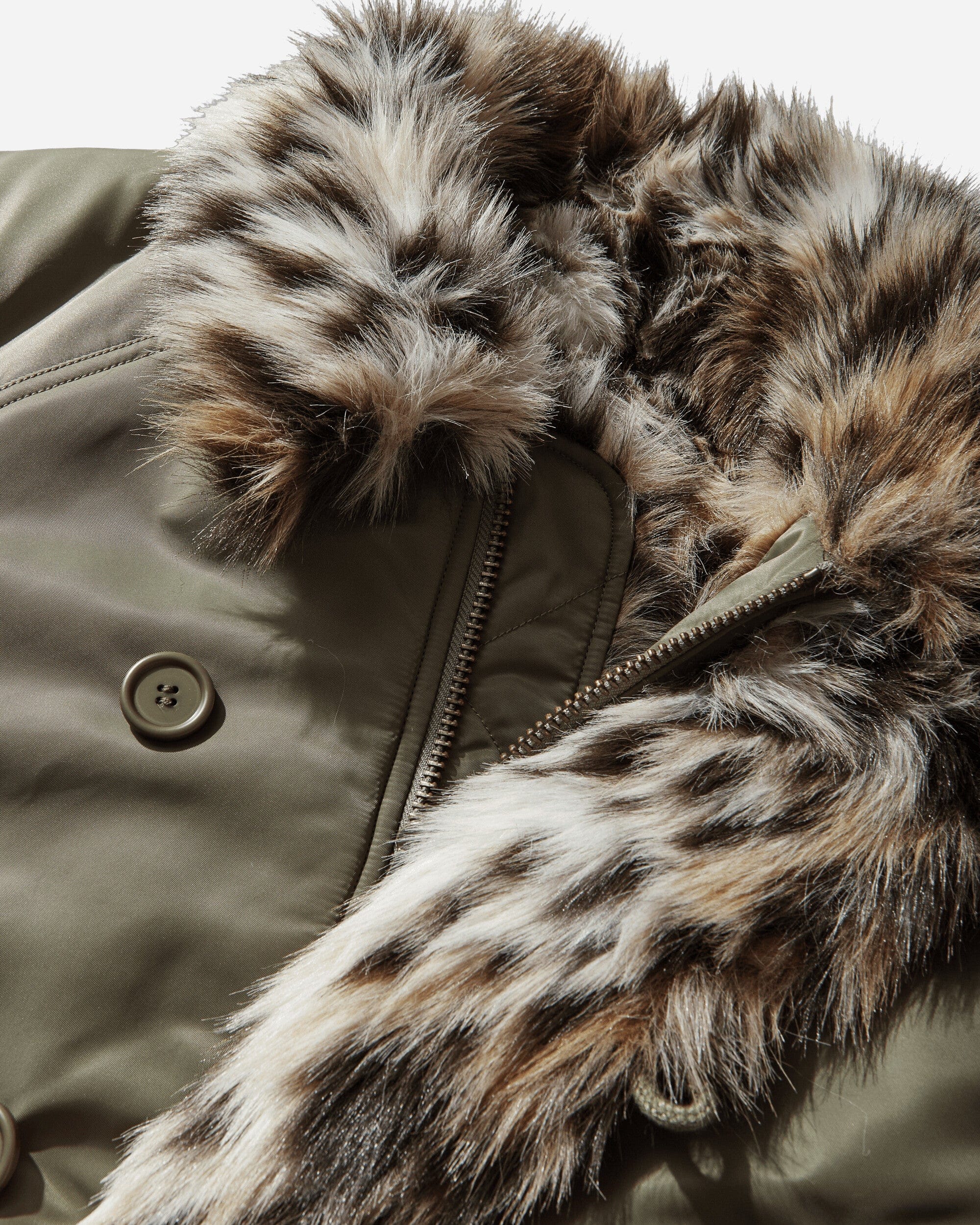 Protocol Index Exaggerated Shoulder Fur N2B Jacket Olive