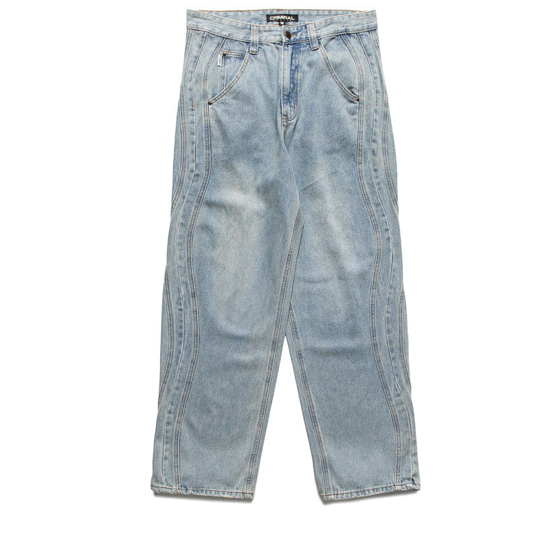 Criminal Damage Wavy Denim Jeans - Washed Blue
