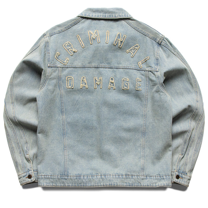 Criminal Damage Wavy Denim Jacket - Washed Blue