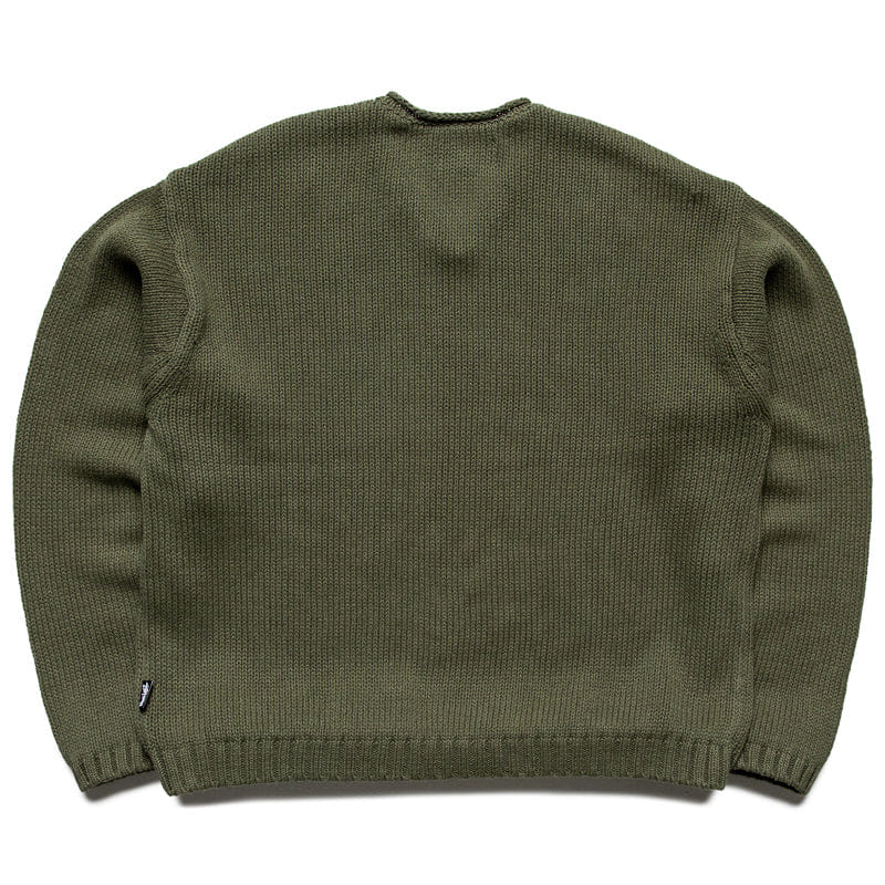 Stussy Roll V Neck Sweater - Olive