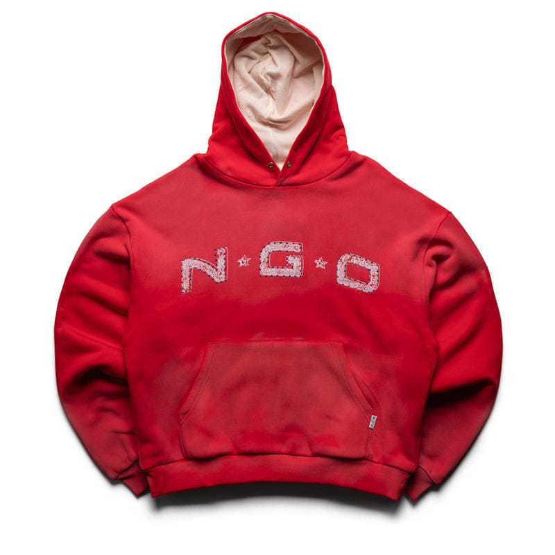 Nothing Grows Overnight Arched Pullover Hoodie - Red