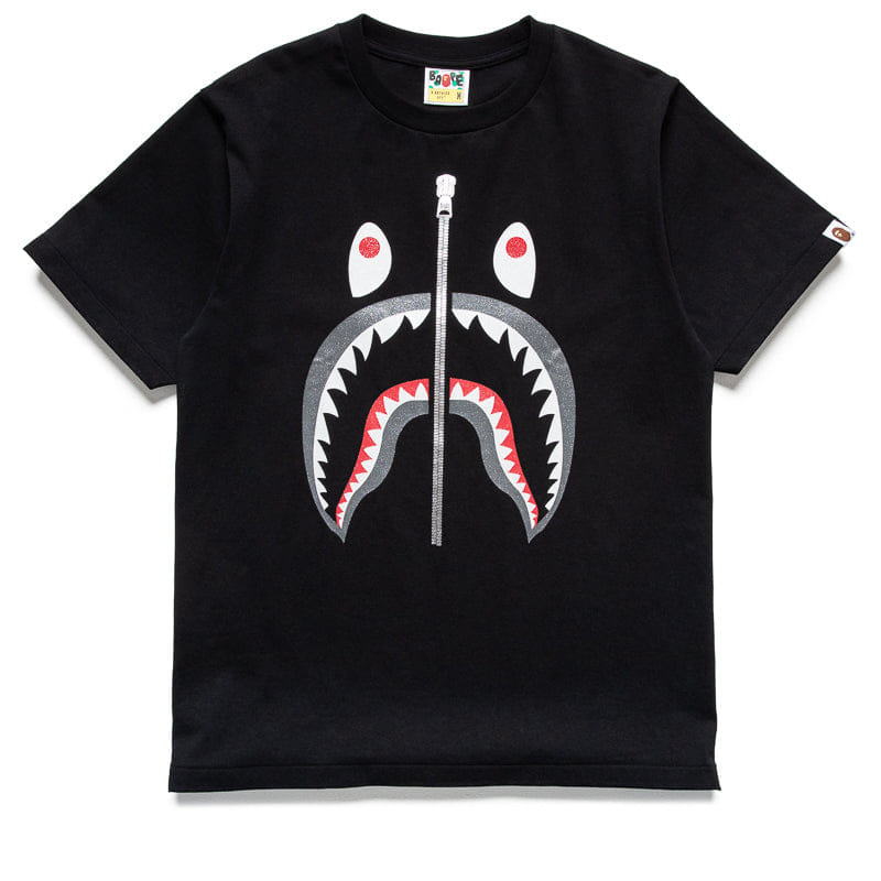 BAPE A Bathing Ape Glitter Shark Tee - Black