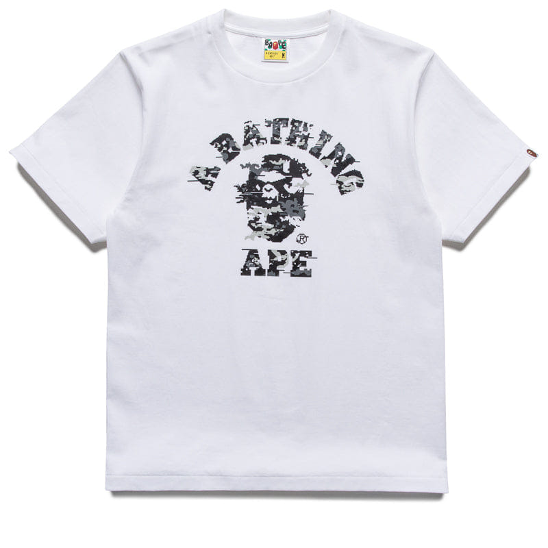 BAPE A Bathing Ape Multi Pixel Camo College Tee - White/Black