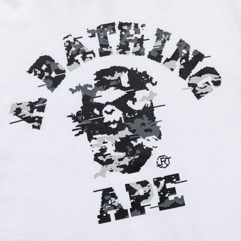 BAPE A Bathing Ape Multi Pixel Camo College Tee - White/Black