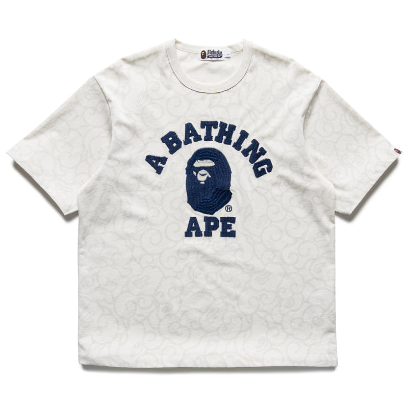BAPE A Bathing Ape Washed Cloud Camo College Tee - Ivory