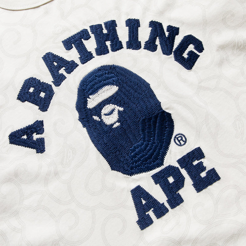 BAPE A Bathing Ape Washed Cloud Camo College Tee - Ivory