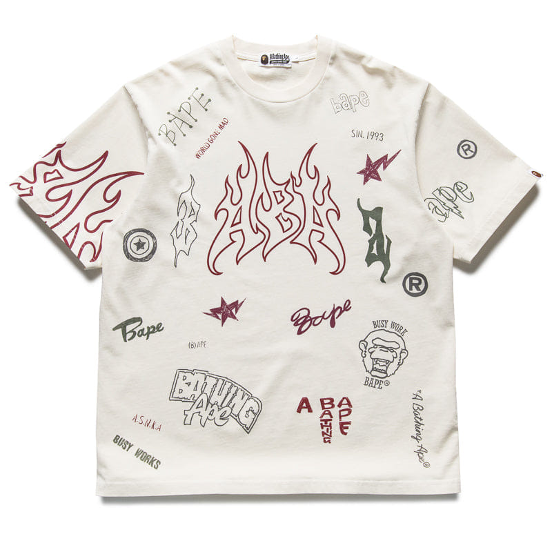 BAPE A Bathing Ape Overall Print Tee - Ivory