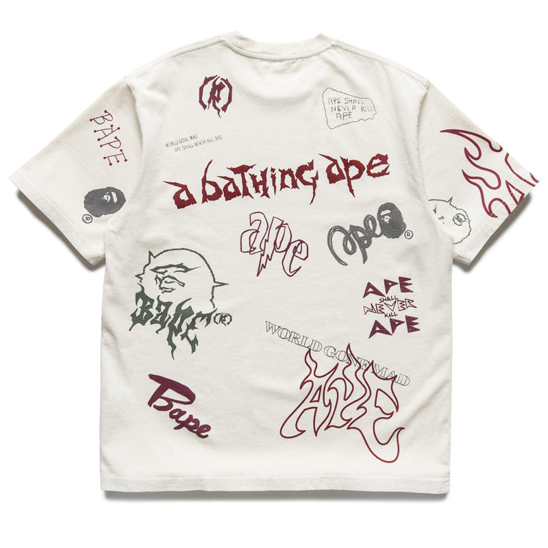 BAPE A Bathing Ape Overall Print Tee - Ivory