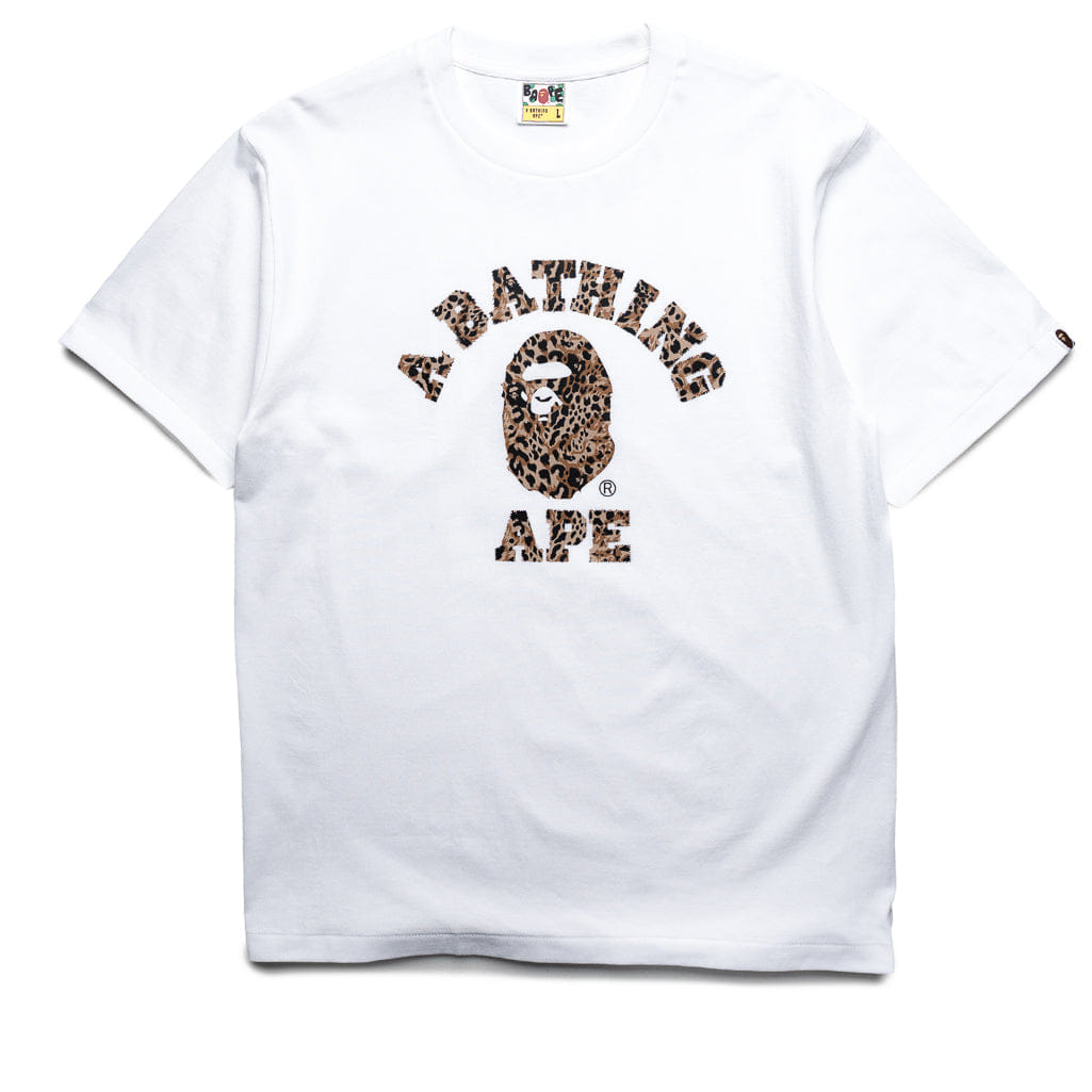 BAPE A Bathing Ape Wild Leopard Pattern College Tee - White/Beige