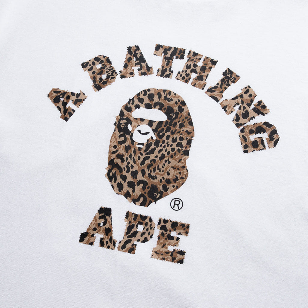 BAPE A Bathing Ape Wild Leopard Pattern College Tee - White/Beige