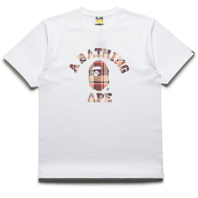 BAPE A Bathing Ape Bape Check College Tee - White/Red