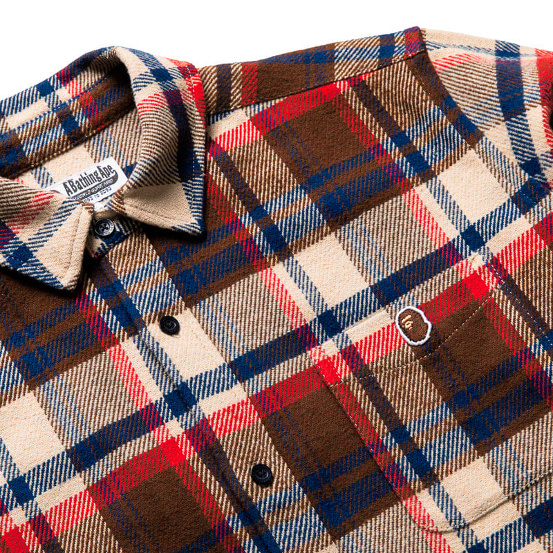 BAPE A Bathing Ape Bape Check Shirt - Red