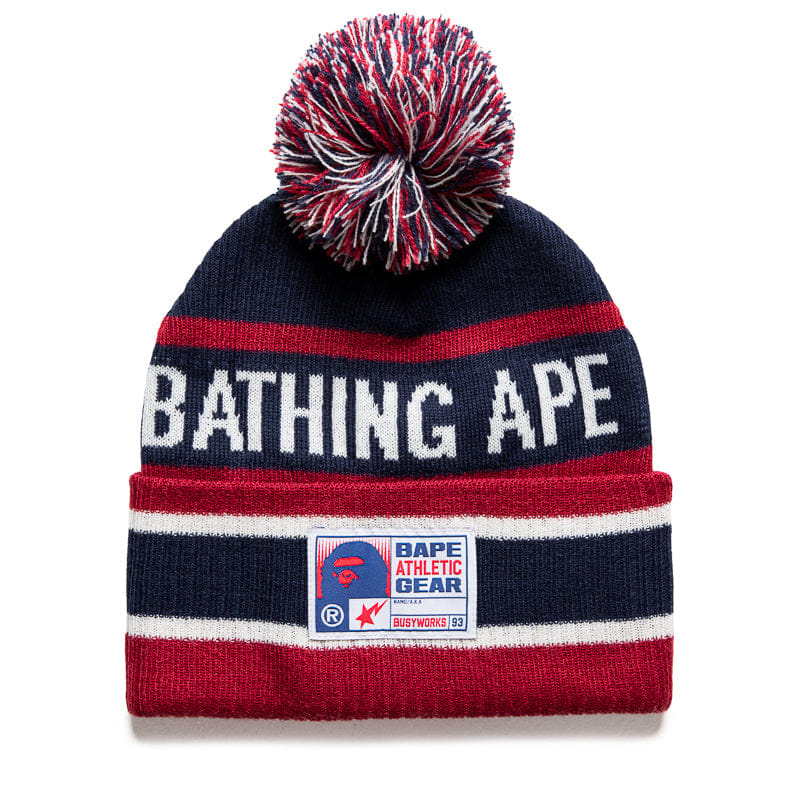 BAPE A Bathing Ape Pom Pom Beanie - Navy