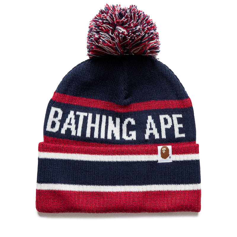BAPE A Bathing Ape Pom Pom Beanie - Navy