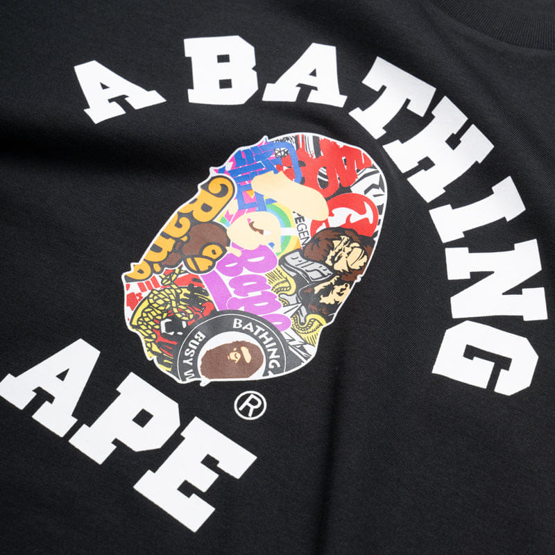 BAPE A Bathing Ape Multi Logo College Tee - Black
