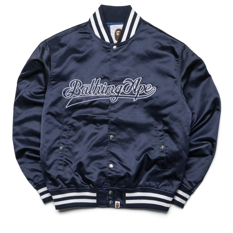 BAPE A Bathing Ape Baseball Varsity Jacket - Navy