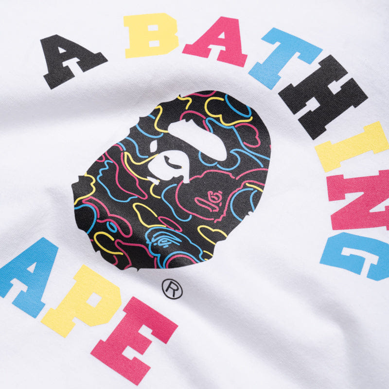 BAPE A Bathing Ape Neon Camo College Tee - White