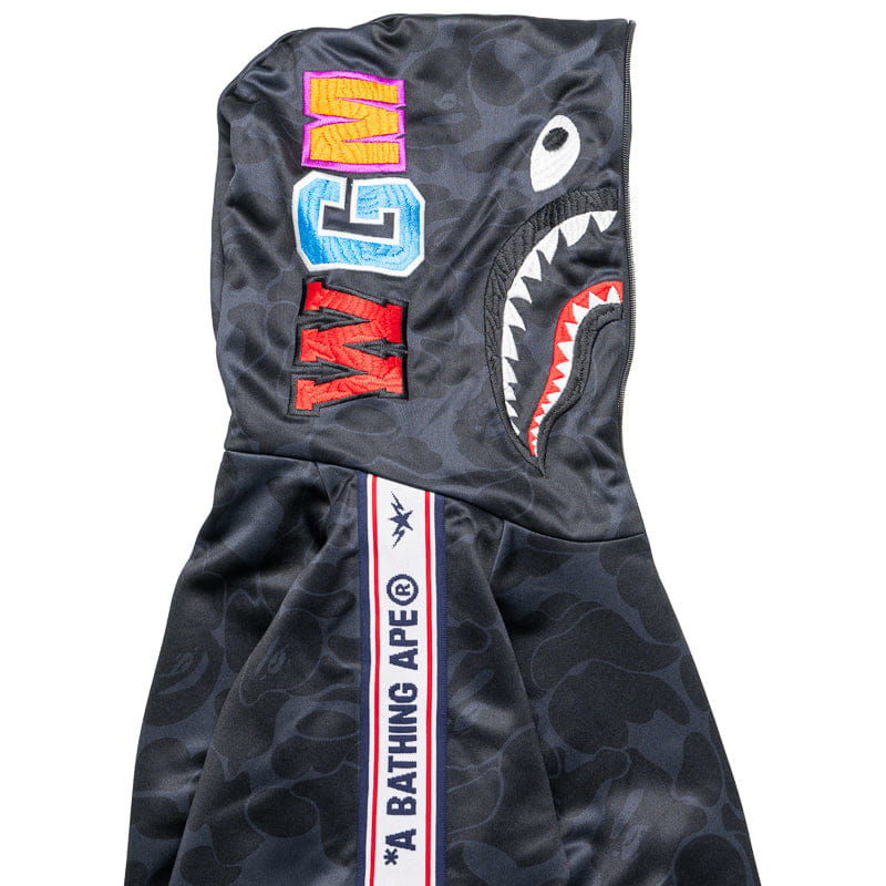 BAPE A Bathing Ape Solid Camo Shark Full Zip Hoodie - Black