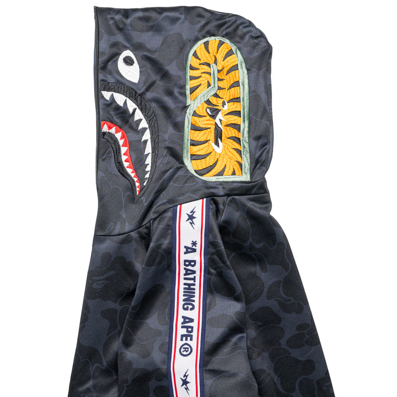 BAPE A Bathing Ape Solid Camo Shark Full Zip Hoodie - Black