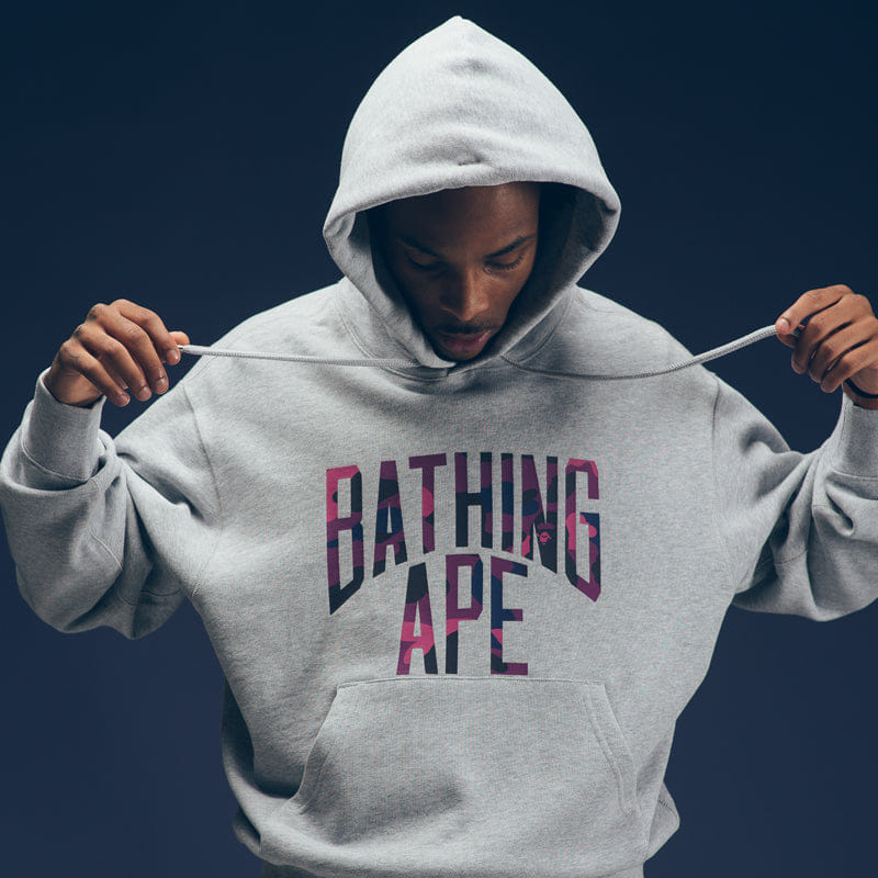 BAPE A Bathing Ape NYC Logo Pullover Hoodie - Gray