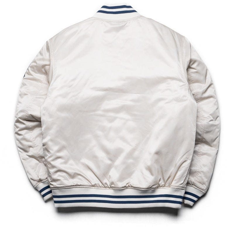 BAPE A Bathing Ape Solid Camo NYC Logo Varsity Jacket - Ivory