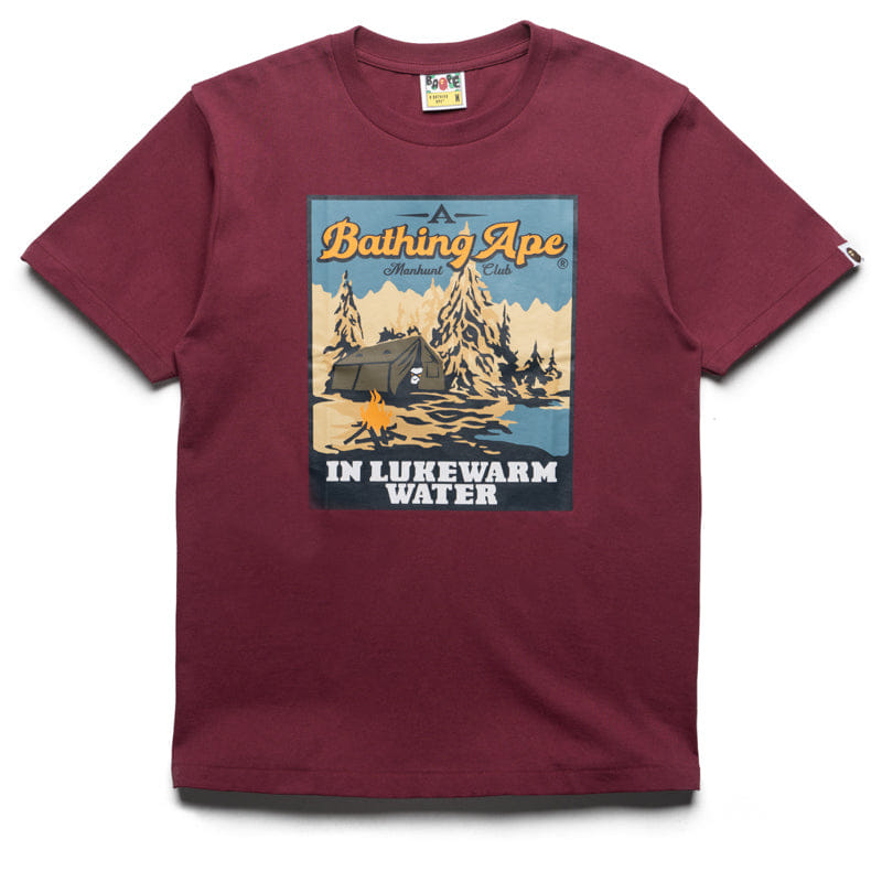 BAPE A Bathing Ape Base Camp Tee - Burgundy