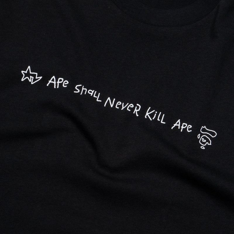 BAPE A Bathing Ape Hand Drawn Logo Tee - Black