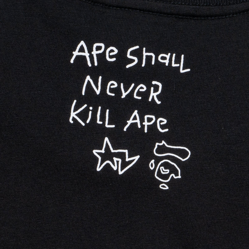 BAPE A Bathing Ape Hand Drawn Logo Tee - Black
