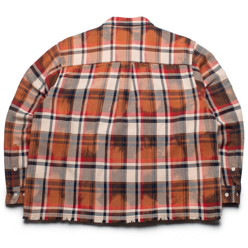 BAPE A Bathing Ape Bleached Bape Check Zip Shirt - Red