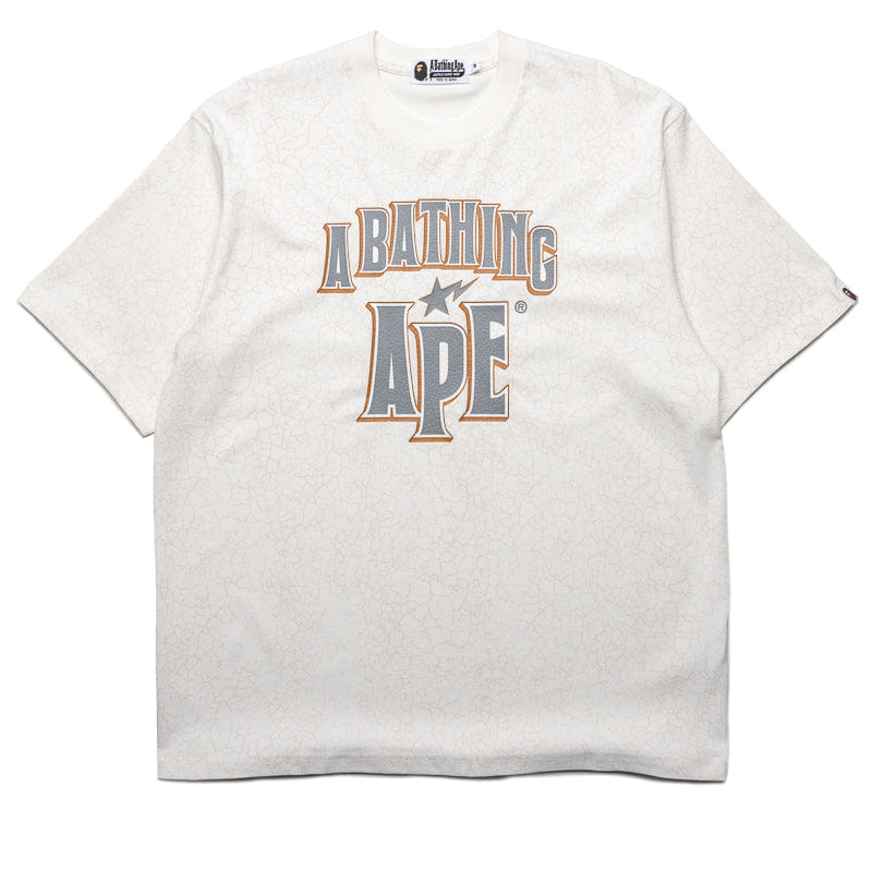 BAPE A Bathing Ape Crack Print Pattern Logo Tee - White