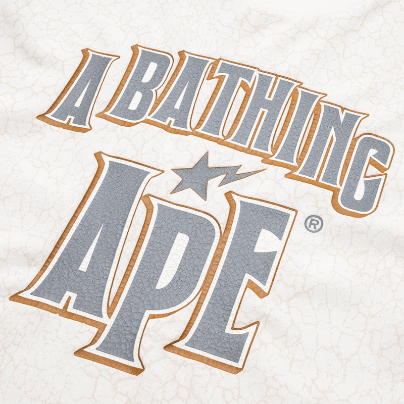 BAPE A Bathing Ape Crack Print Pattern Logo Tee - White