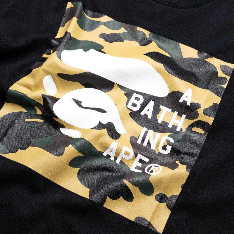 BAPE A Bathing Ape 1st Camo Face Tag Logo Tee - Black