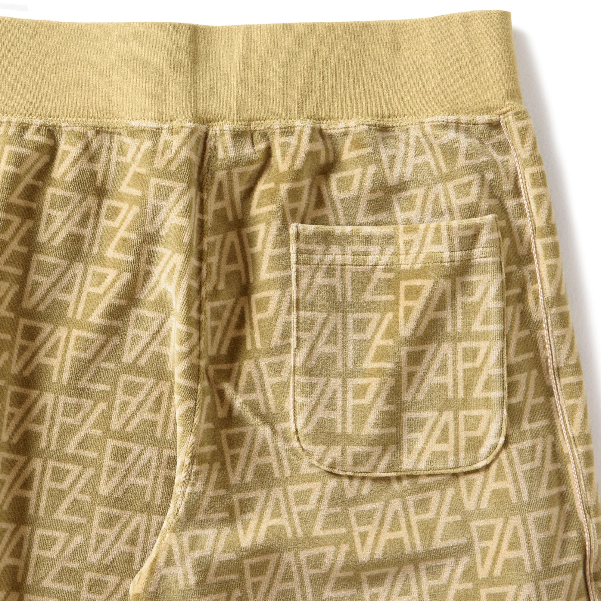 BAPE A Bathing Ape Logo Monogram Velour Shorts - Beige