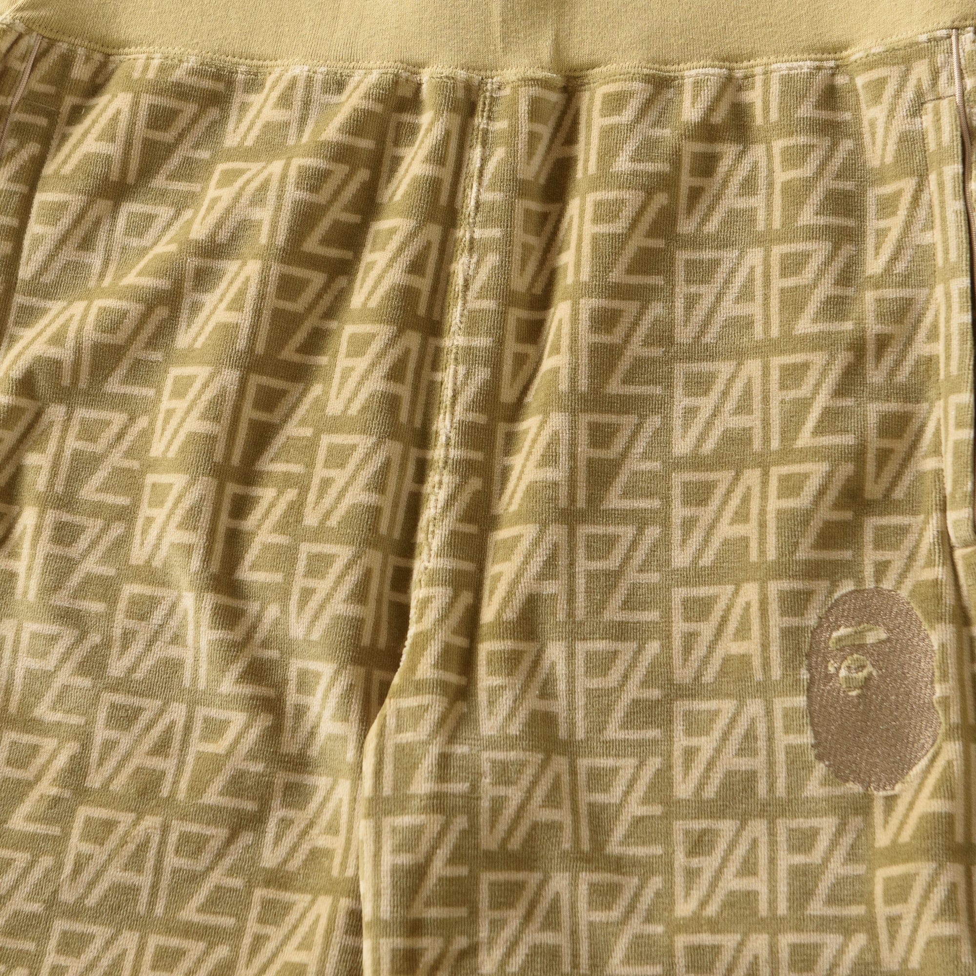 BAPE A Bathing Ape Logo Monogram Velour Shorts - Beige