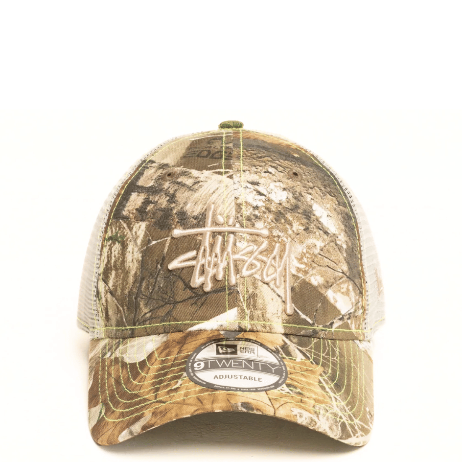 STUSSY NEW ERA 9TWENTY BASIC REAL TREE EDGE TRUCKER CAP