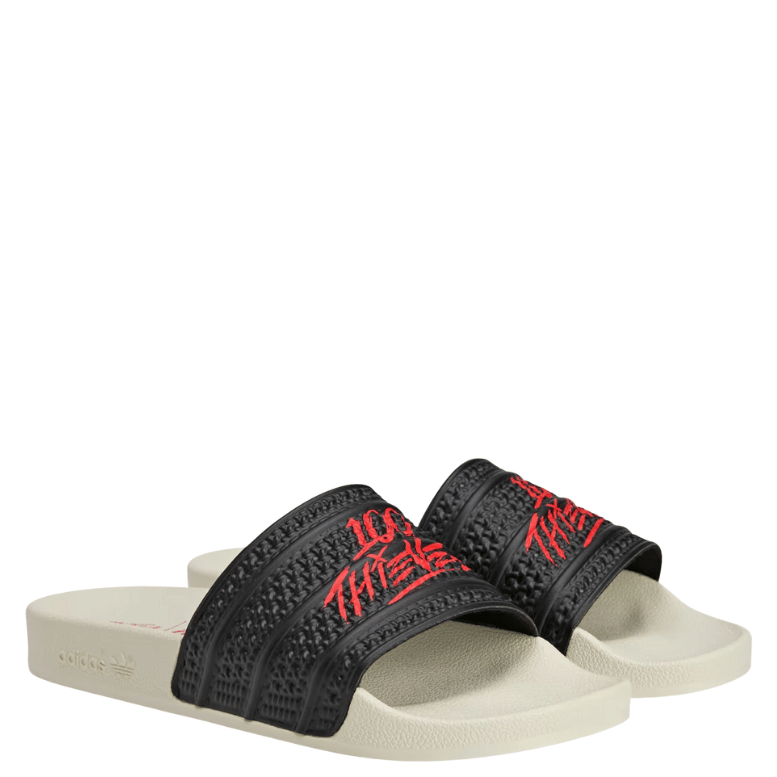 ADIDAS ADILETTE SLIDES 100 THIEVES BLACK RED