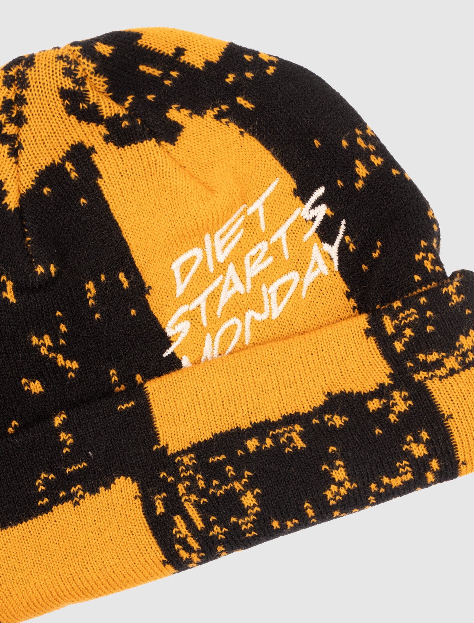 DIET STARTS MONDAY CHECKERED BEANIE