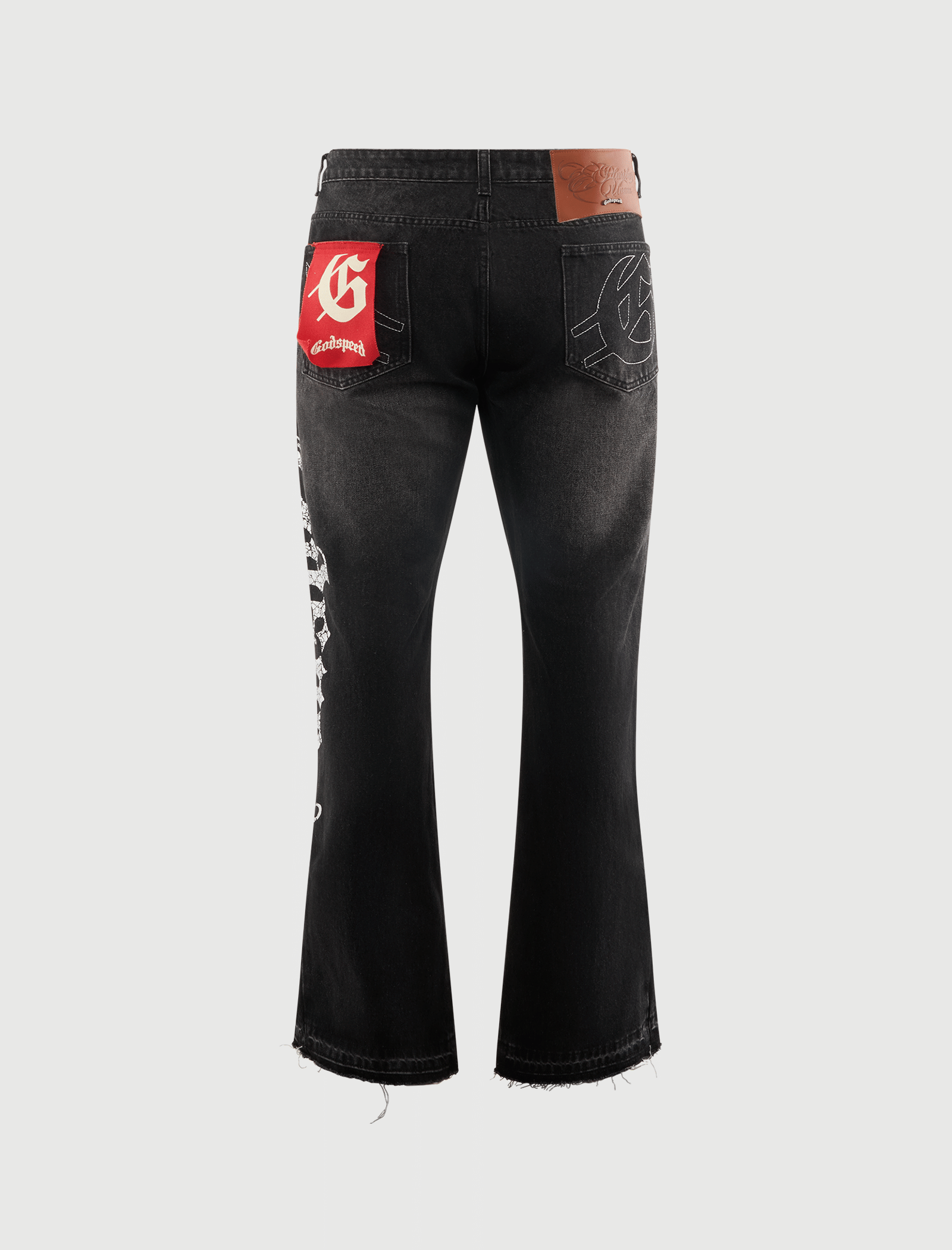 GODSPEED NY OG LOGO FLARED DENIM JEANS