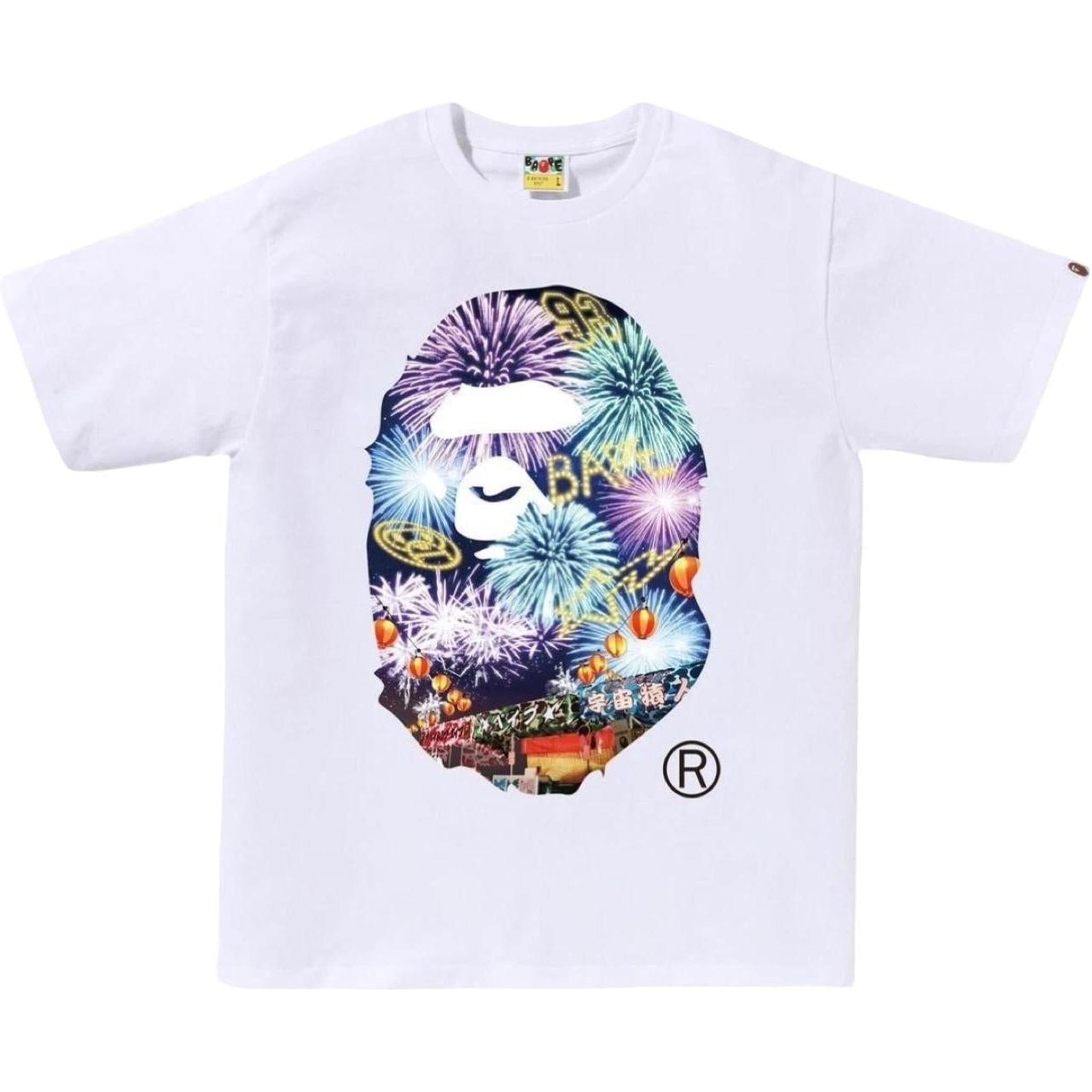 BAPE Fireworks Ape Head Tee White (Japan Exclusive)