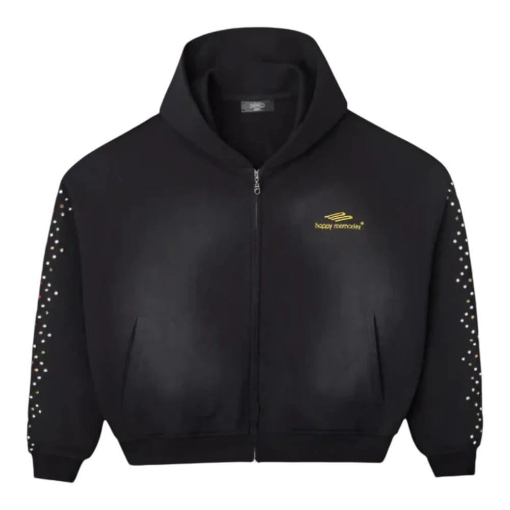 HMDD Crystal Zip Up Hoodie Black