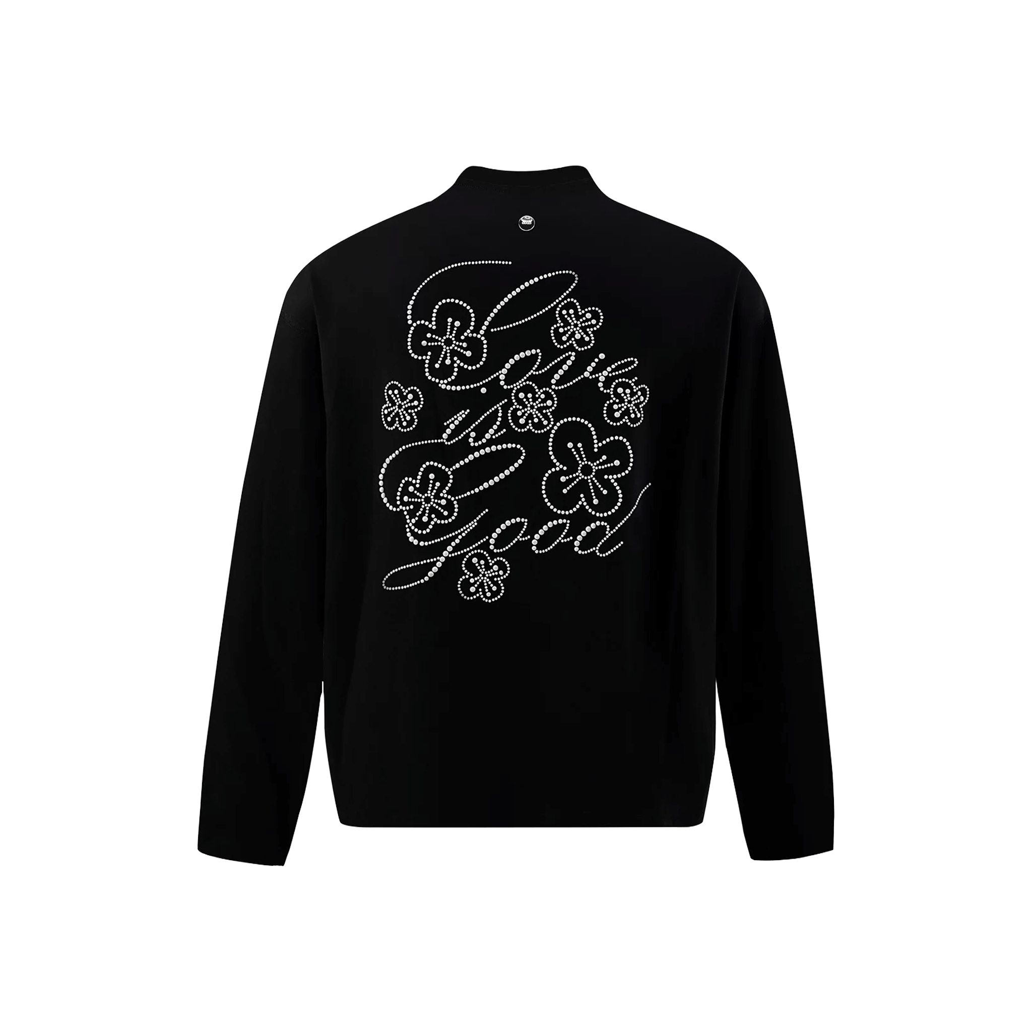 GOODBRAND Beaded Floral Pattern Long Sleeved Tee Black (FW25)