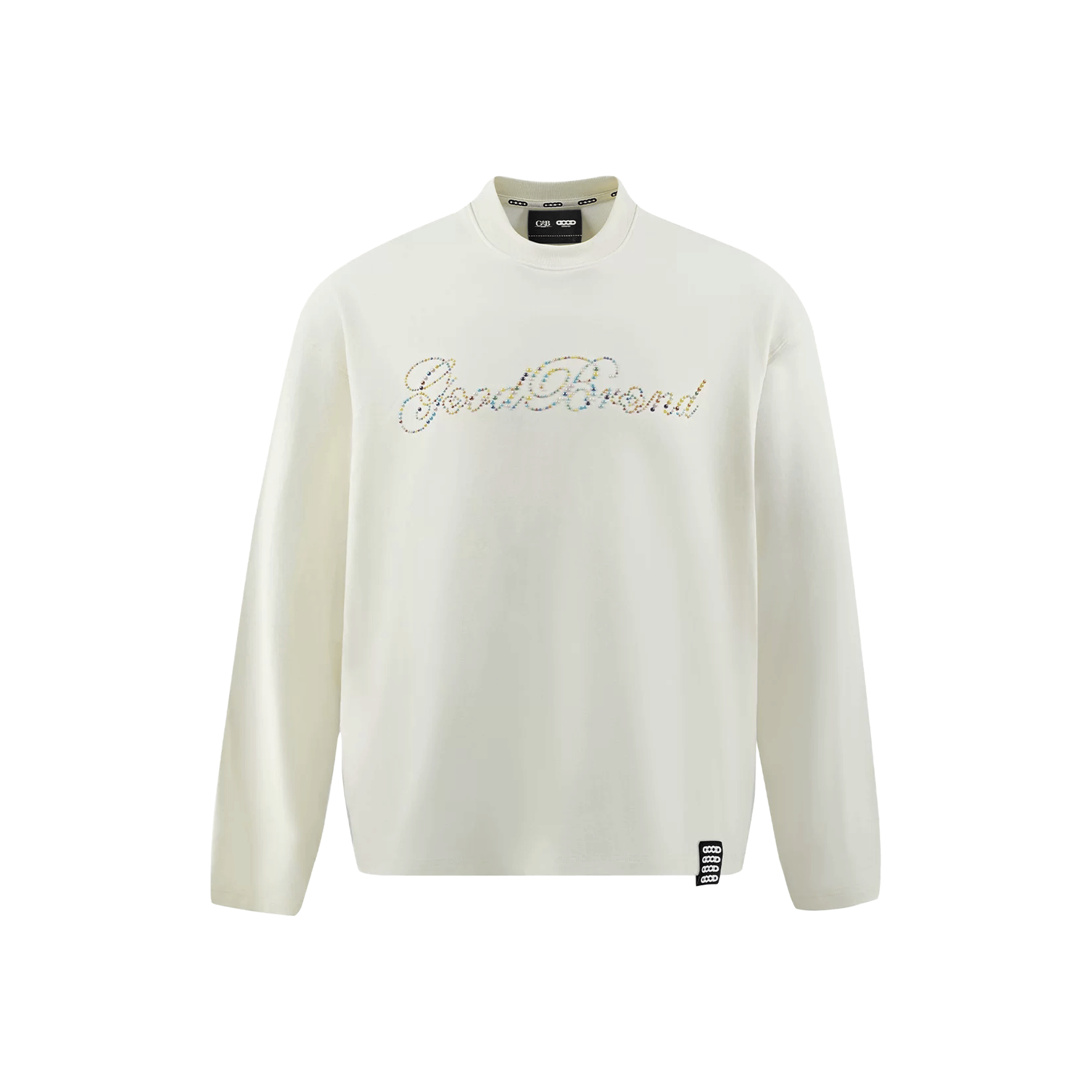 GOODBRAND Beaded Floral Pattern Long Sleeved Tee White (FW25)