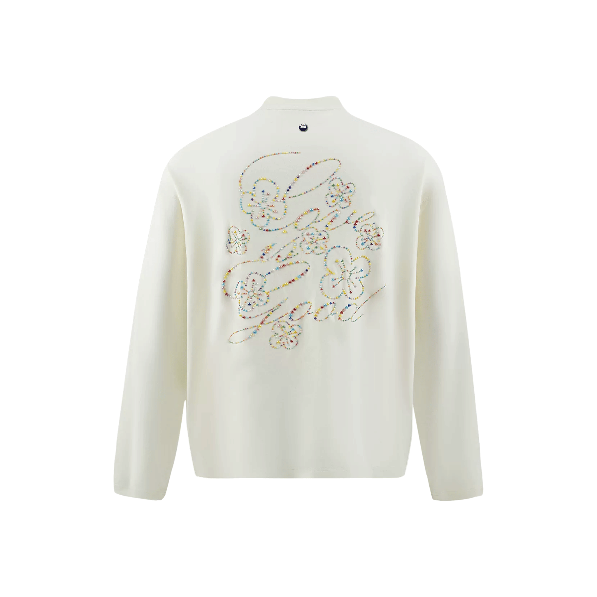 GOODBRAND Beaded Floral Pattern Long Sleeved Tee White (FW25)