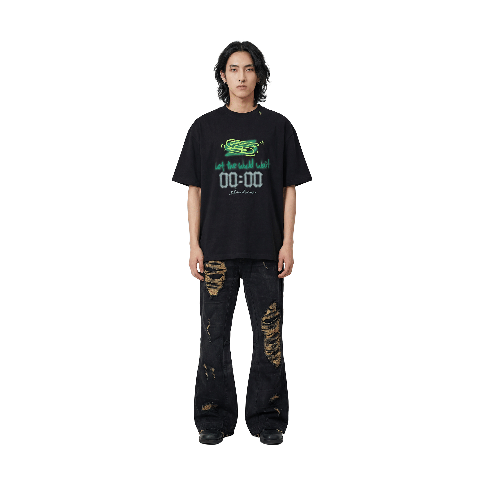 SLOWDOWN Hand Drawn Reset Tee Black (SS26)