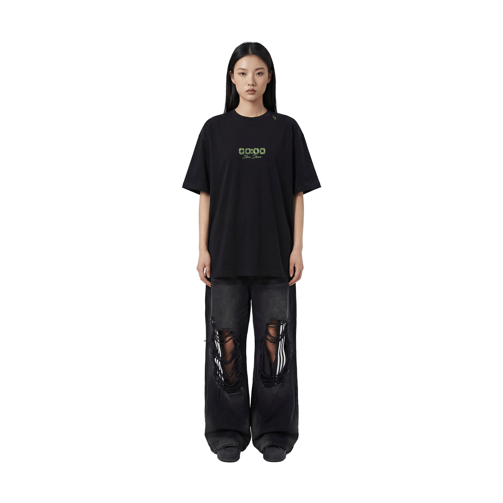 SLOWDOWN Light Moss Tee Black (SS26)