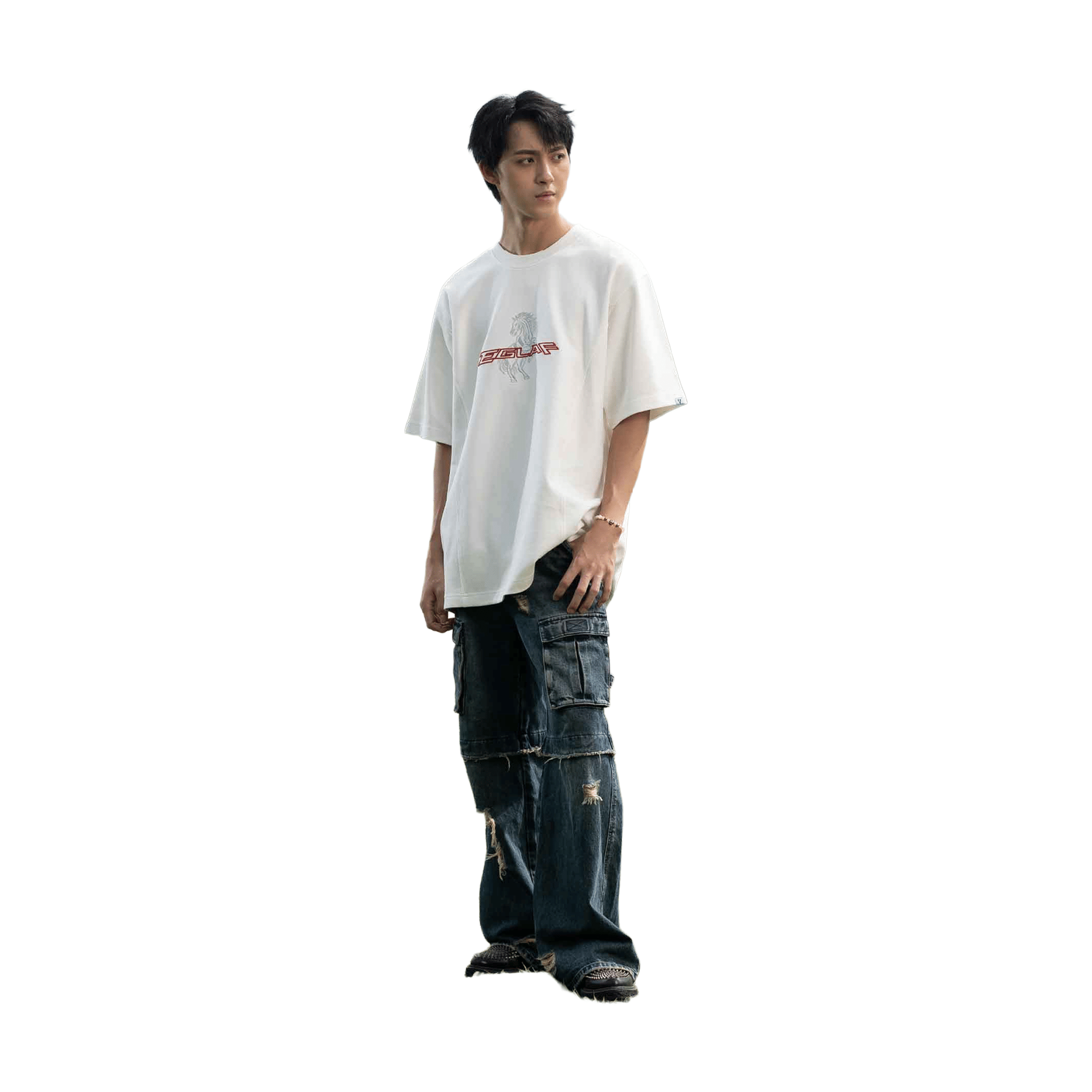 EGLAF RU Chest Embroidery Logo Tee White (SS26)